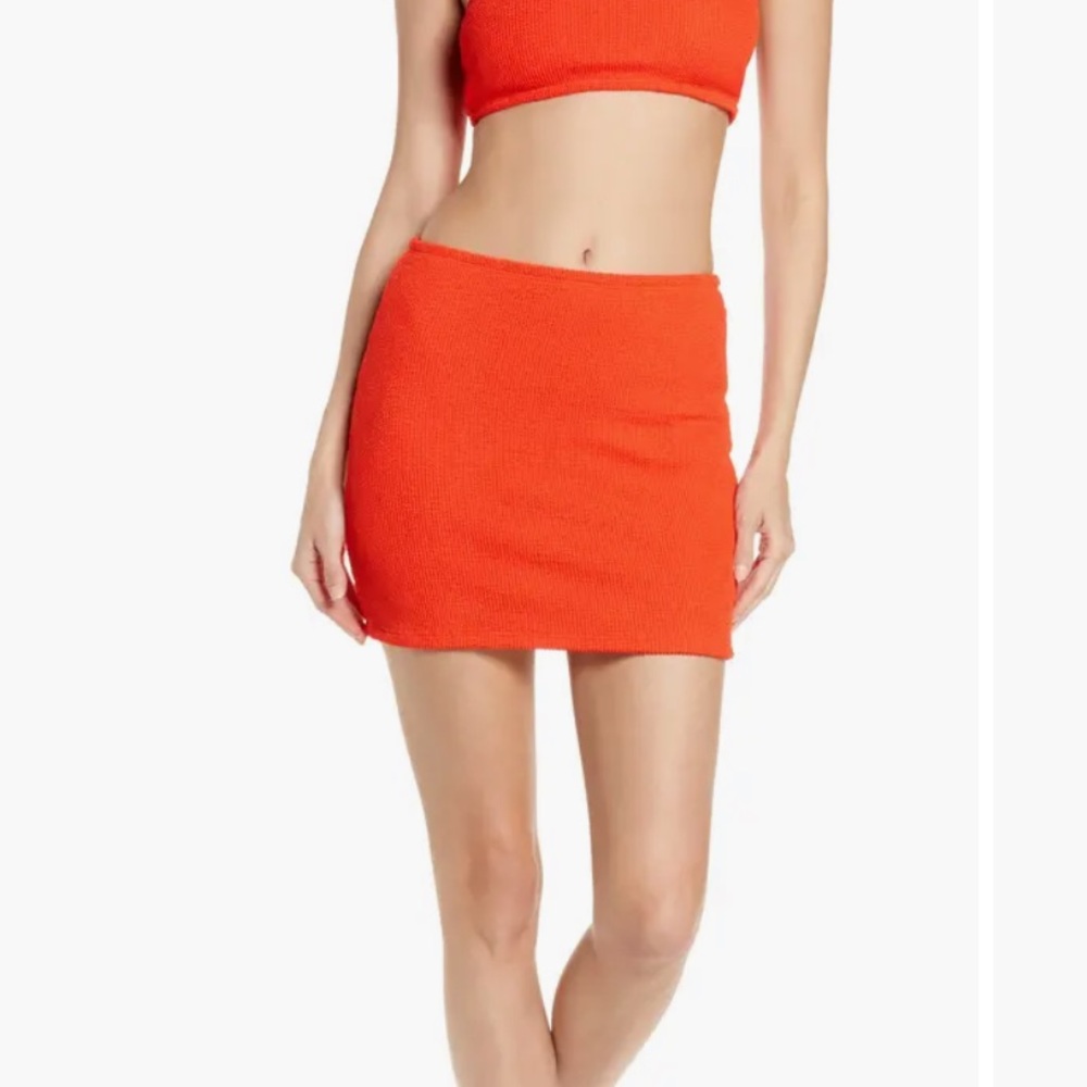 Orange Knit Bodycon Skirt